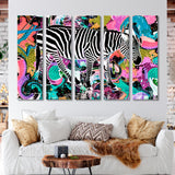 Zebra on Colorful Background Canvas Print SKU 10304