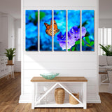 Butterfly on Blue Flowers Canvas Print SKU 10347