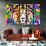 Lion Head on Colored Background Canvas Print SKU 10306