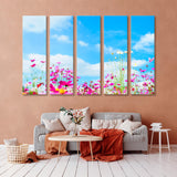 Pink Flowers in Blue Sky Canvas Print SKU 10878