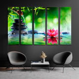 Spa Stones and Water Lily with Fountain Canvas Print SKU 10937