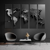 World Map from Dark Metal 3D Canvas Print SKU 10546