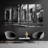 Skyscrapers in Doha Black White Canvas Print SKU 10532