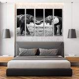 Two Elephants Black and White Canvas Print SKU 10638