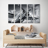 Historic Airplane Black White Canvas Print SKU 10519