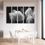 Bouquet of White Tulips Black and White Canvas Print SKU 10466