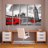 London Red in Black and White Canvas Print SKU 10513