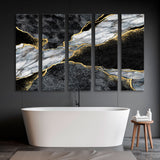 Black Gray Gold Veined Marble Canvas Print SKU 10815