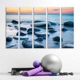 Sea with Stones at Sunset Canvas Print SKU 10620