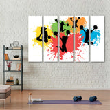 Cheerleaders on Colorful Splashes Background Canvas Print SKU 10853